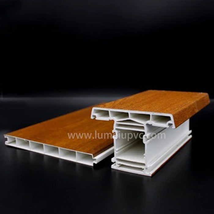 La Chine usine 70mm en bois de couleur PVC profilé avec stratifié